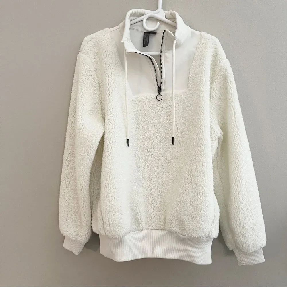 Sweaty Betty Sherpa Half Zip Sweatshirt Women’s Size 12 XL White Ivory - Picture 2 of 4
